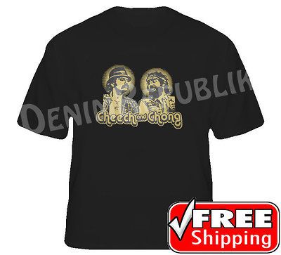 CHEECH AND CHONG FUNNY BLACK TSHIRT. NEW MENS TEE WEED BLAZE BUD