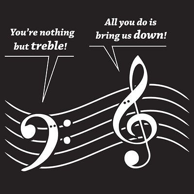 NOTHING BUT TREBLE T shirt bass clef music notes band geek CHOOSE SIZE