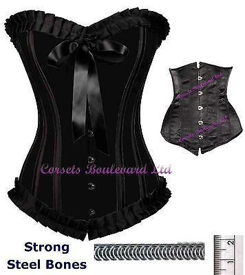 Satin STEEL BONED CORSET Valentine Burlesque GoTH SEXY Basque Shaper