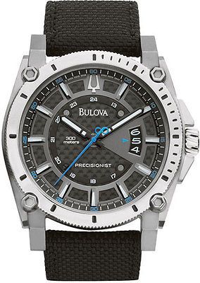 NEW BULOVA PRECISIONIST CHAMPLAIN CANVAS BAND MENS WATCH 96B132