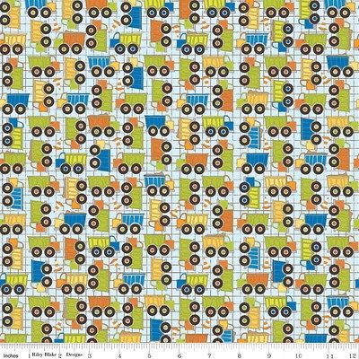 Riley Blake Designs Bo Bunny On The Go Truck Trucks Blue Fabric