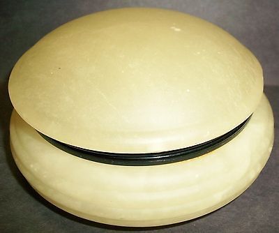 Genuine Alabaster Round Jewelry / Trinket Box   Italy   4 3/4 D x 2 1