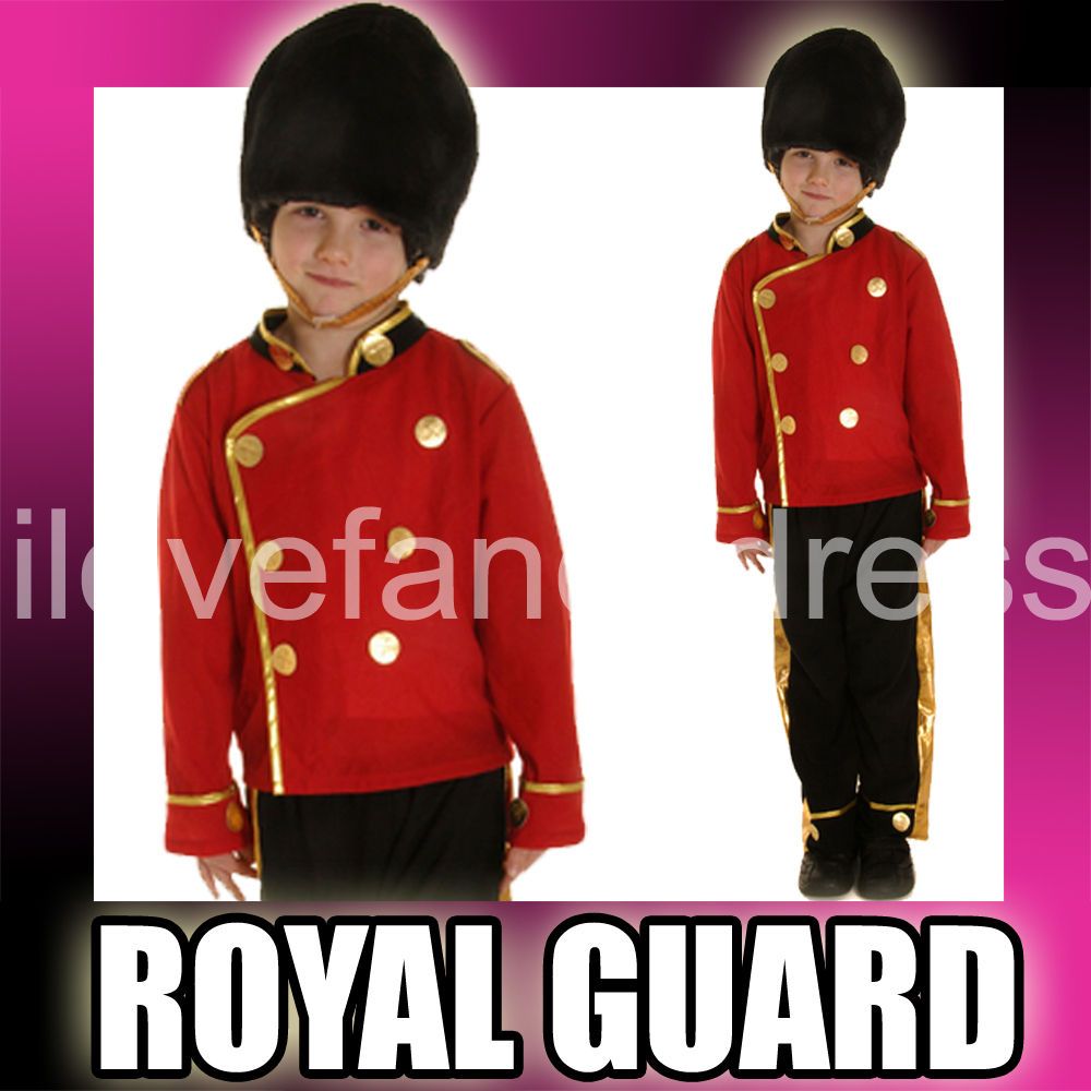 BOYS BUSBY GUARD COSTUME ROYAL FANCY DRESS BRITISH BUZBY BRITISH