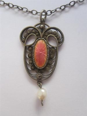 listed ART NOUVEAU MARIUS HAMMER SILVER & ENAMEL PENDANT NECKLACE