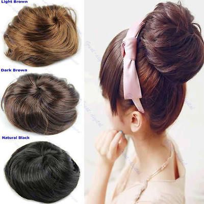 Pony Tail Women Clip in/on Hair Bun Hairpiece Hair Extension Scrunchie