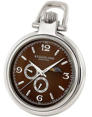 Stuhrling Original 142A PK59 Monarch Moon Phase Pocket Quartz Brown