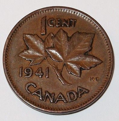 1941 Canada Canadian PENNY 1 one CENT small cent COIN