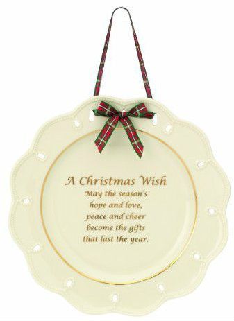 LENOX A CHRISTMAS WISH DECORATIVE 8 PLATE w/ RIBBON, BNIB