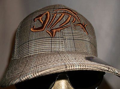 LOOMIS HAT Brown SKELETON FISH PLAID A FLEX Flexfit cap Fishing