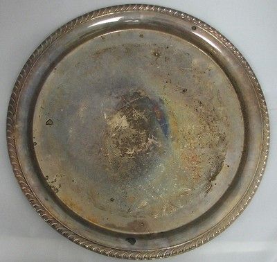 International Silver Co. Round Silver Plated Tray Scroll Floral