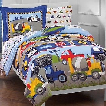 Boys Tractor Trucks Construction 5 PC TWIN/SINGLE Comforter & Sheets