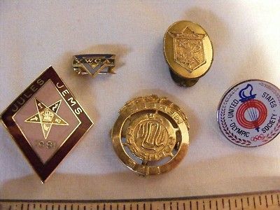 OLD SOCIETY PINS   EASTERN STAR; K OF C; OLYMPIC; YWCA; HADASSAH