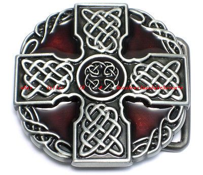 BBG1817 IRISH CELTIC KNOT WEAVE MEDIEVAL CROSS SHIELD TATTOO CRIMSON