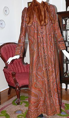 Victorian Coat 1880`s Scottish Paisley Long Wool w. Stone Marten Fur