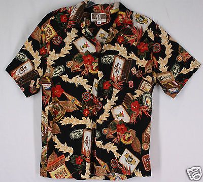 KALAHEO Made in Hawaii Cigar Themed ALOHA HAWAIIAN Shirt M