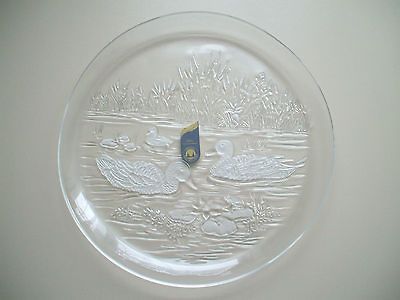 Original WALTHER GLAS Glass plate with decoration of Ducks in a pond