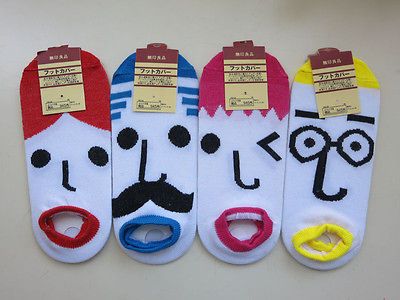 NWT Unisex Men Women Lady Cartoon Face Novelty Hosiery Slipper Sock