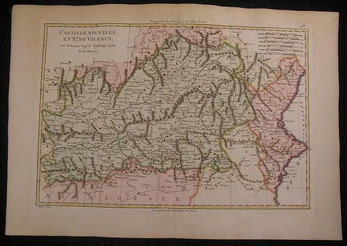 Castille Spain Bonne c. 1780 hand color folio Espagna