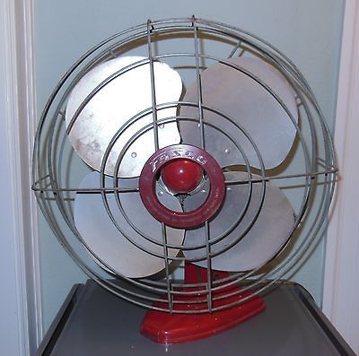 Mid Century FASCO CHERRY RED JET AGE INDUSTRIAL FAN   Retro, Steam