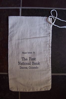 Vintage Cotton Duck Coin, Cash Bag from FIRST NATIONAL BANK, DENVER