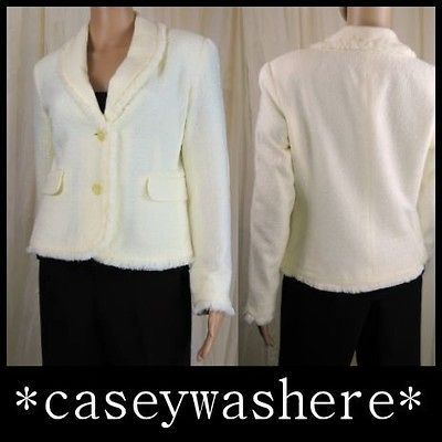 Sparkly OFF WHITE Blazer Chadwicks WOMENS Size 6p Winter Snow metallic