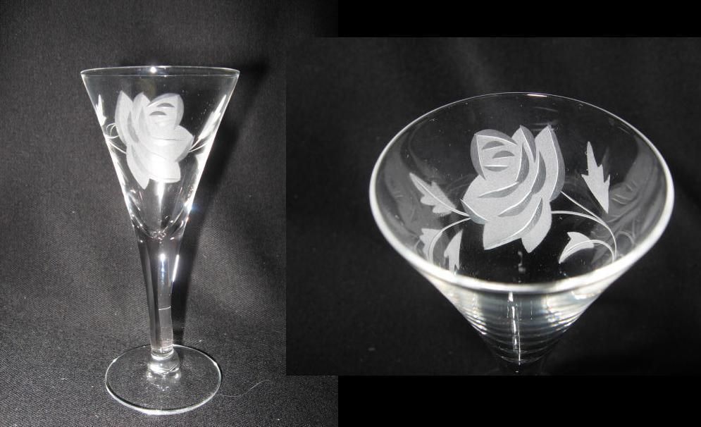 MARGARET ROSE UNKNOWN MAKER FROSTED ETCHED ROSE SHERRY (s)