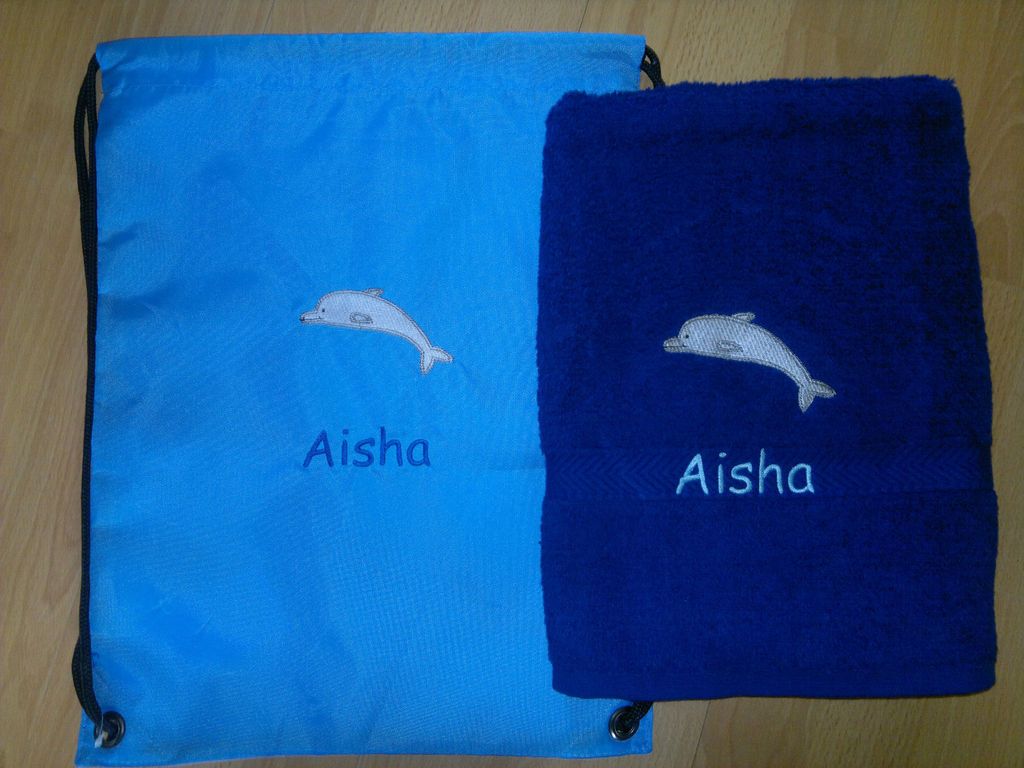 Personalised Towel And Drawstring Swimming/PE/Gy m Bag