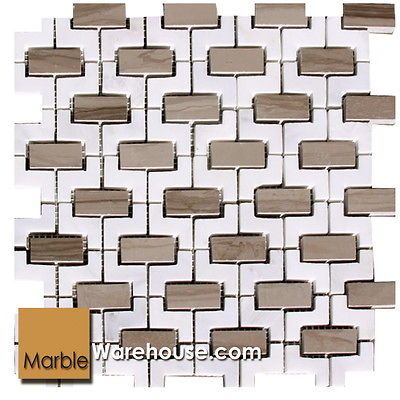 12X12 Mix Athena Gris and Calacatta Chiara Marble Mosaic Tile