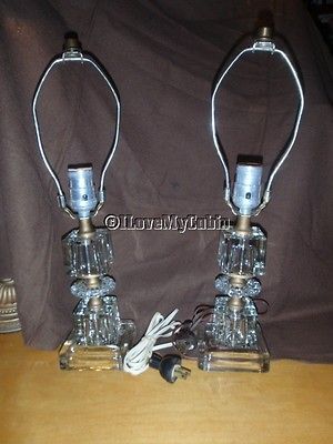 Glass Lamps Boudoir Desk Vanity Eames Era Chic Mid Century Shabby
