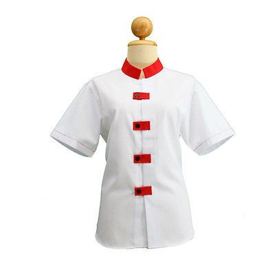 New Short Sleeve White Red Chef Coat / Chef Jacket Restaurant Uniform