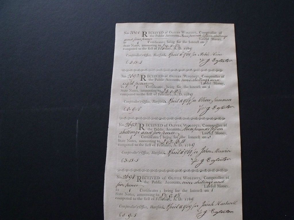 SIGNER OF DECLARATION OF INDEPENDENCE OLIVER WOLCOTT 18TH CENTURY