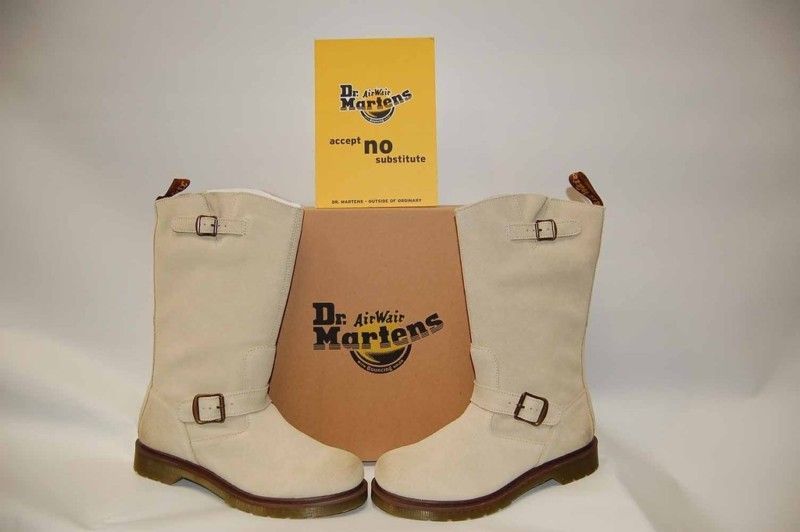 Dr Doc Martens Case Beige Burnished Bronx Suede Leather Boots   New