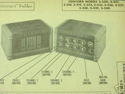 CONCORD 2 200,201,218, 219,232, 235, AMPLIFIER PHOTOFACT