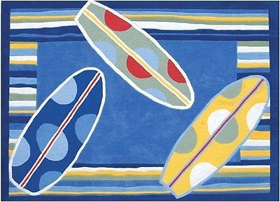Surfboard Surfing Blue Childrens 5x7 Kids Area Rug New   Actual 4 11