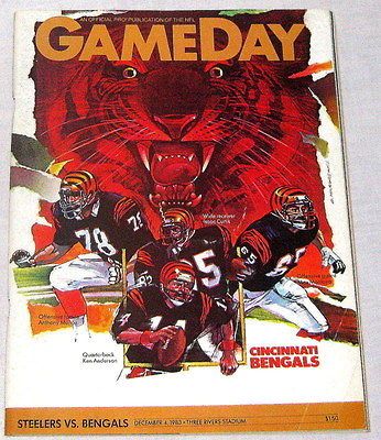 1983 PITTSBURGH STEELERS vs CINCINNATI BENGALS PROGRAM FRANCO HARRIS