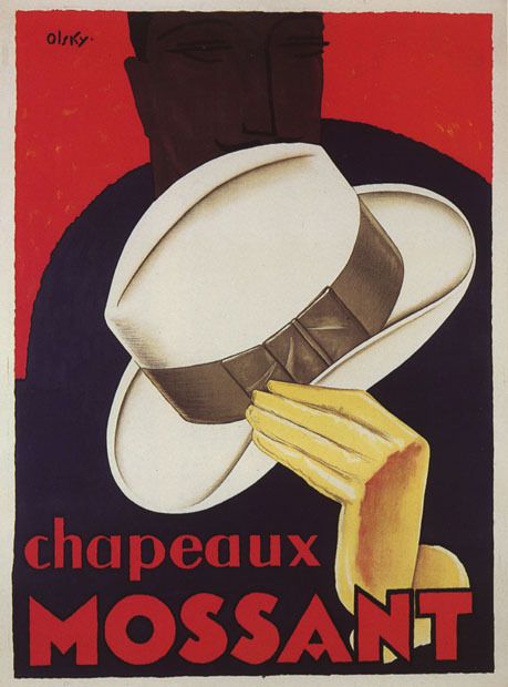 MOSSANT CHAPEAUX HAT MAN FRENCH VINTAGE REPRO POSTER