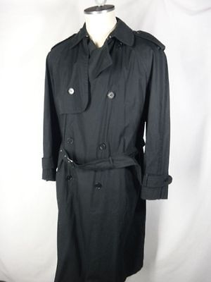 VALENTINO 46 black trench RAIN JACKET belted vintage ITALY mens