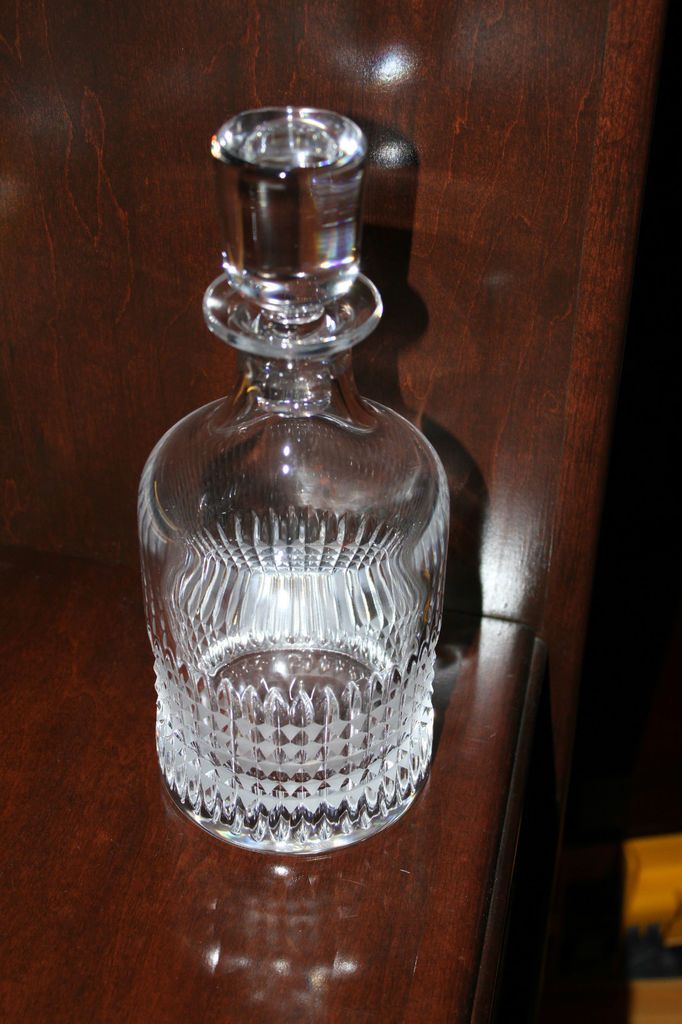 Christofle Facettes Carafe and Whiskey Crystal Decanter brand new in