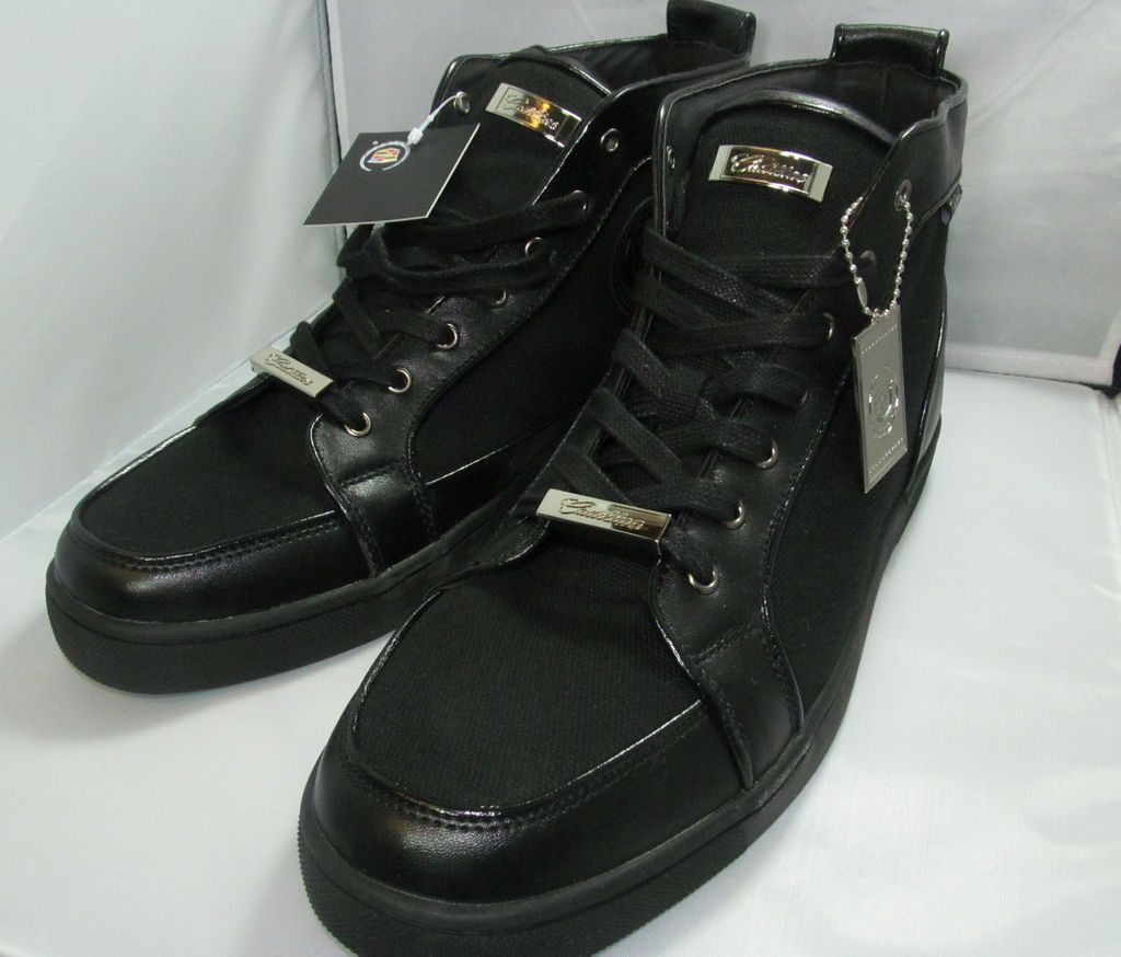 CADILLAC 9.0 LEATHER MENS HI TOP BLACK MONO CHROME