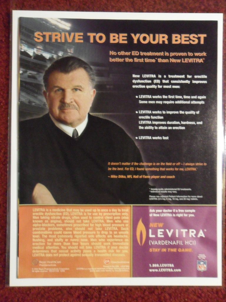 2004 Print Ad Levitra ~ NFL Football Mike Ditka