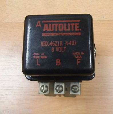 NOS Autolite Voltage Regulator 8 407 VBX 4621B 6 Volt