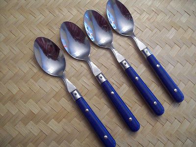 Lot 4 NCI NIC PN Blue Table Place Spoons Thailand Rivets SS Plastic