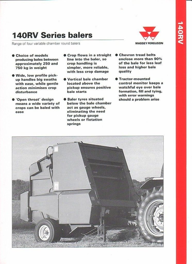 Brochure   Massey Ferguson   MF 140RV 142 144 146 Baler 95 (FB726