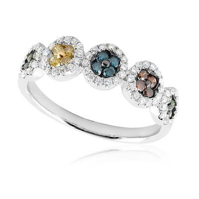 Colorburst Diamond Circle Cluster White Gold Ring 1/2ctw