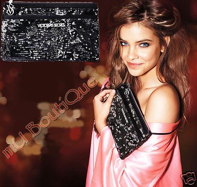 WITH TAG VICTORIAS SECRET BLACK REVERSIBLE SEQUIN CLUTCH BAG PURSE