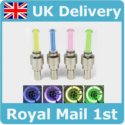 LED Neon Car Bike Wheel Tire Valve Dust Cap Spoke Lights Safety