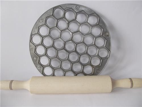 PELMENI FORM RAVIOLI MAKER MOLD+FREE WOODEN ROLLING PIN