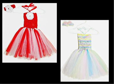 Zulily Tutu & Lulu Fancy Tulle Tutu w/headband Rai nbow or Red/White