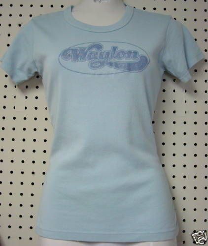 WAYLON Jennings Glitter Baby Blue Jr. Girl Style T shirt