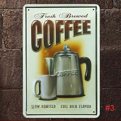 Vintage Retro Coffee Tin Sign Fresh Brewed Coffee Y033